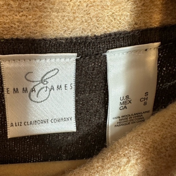 Liz Claiborne 100% Wool Brown Long Sleeve Knee Length Knit Sweater Cardigan S - Picture 5 of 11